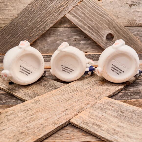 Set of 4 - Vintage Mercuries - Ceramic Bunnies Tulip Creamer Jug and 3 Cups - Picture 7 of 10